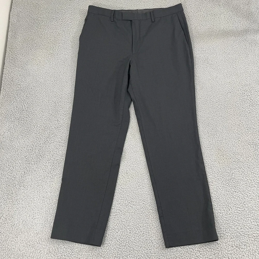 Banana Republic Marzotto Dress Pants Men 35x31 Gray Flat‎ Front Super 120s Wool